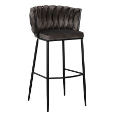 Stool 57 x 57 x 104 cm Synthetic Fabric Black Grey Metal