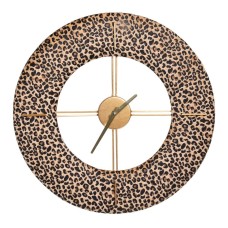 Wall Clock 48 x 3,5 x 48 cm Synthetic Fabric Metal Leopard