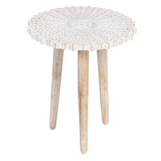 Side table 45 x 45 x 53 cm White Mango wood