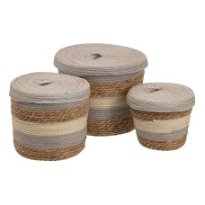 Multi-purpose basket 28 x 28 x 36 cm Natural Grey Natural Fibre (3 Pieces)