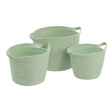 Set of Baskets Rope Light Green 26 x 26 x 33 cm (3 Pieces)