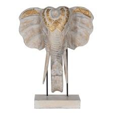 Decorative Figure White Golden Natural Elephant 44 x 16 x 57 cm