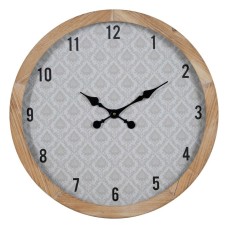 Wall Clock White Natural Wood Crystal 60 x 60 x 6,5 cm