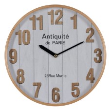 Reloj de Pared Blanco Natural Madera Cristal 32 x 32 x 4,5 cm