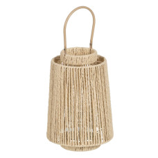 Farol Portavelas Farol Crema Natural Metal Papel Cristal 23,5 x 23,5 x 35 cm