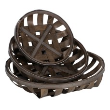 Basket set Brown Wood 51 x 51 x 9 cm (3 Units)