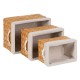 Basket set Natural Wood Fabric 39,5 x 30 x 24 cm (3 Units)