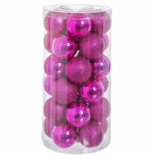 Christmas Baubles Fuchsia Plastic Glitter 6 x 6 x 6 cm (30 Units)