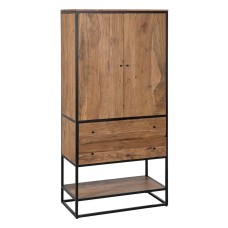 Cupboard LENNOX Black Natural 90 x 45 x 190 cm