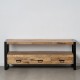 TV furniture MARA 150 x 45 x 60 cm Natural Black Wood Iron