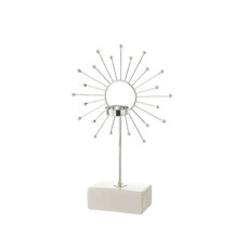 Portavelas Blanco Plateado Cerámica Hierro 18,4 x 8,4 x 29,1 cm