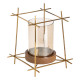 Candleholder Brown Golden Wood Crystal Steel 24 x 24 x 26 cm