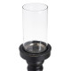 Candleholder Black Wood Crystal 12 x 12 x 47 cm