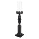 Portavelas Negro Madera Cristal 12 x 12 x 62 cm