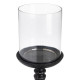 Candleholder Black Wood Crystal 23 x 23 x 58 cm