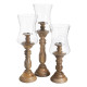 Candleholder Natural Wood Crystal 20 x 20 x 57 cm