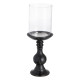 Candleholder Black Wood Crystal 20 x 20 x 53 cm