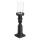 Candleholder Black Wood Crystal 12 x 12 x 55 cm