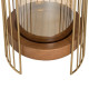 Candleholder Brown Golden Wood Crystal Steel 18 x 18 x 25 cm