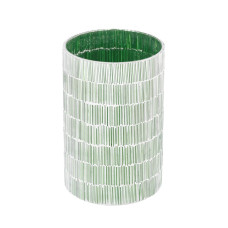 Candleholder Green Crystal Cement 13 x 13 x 20 cm