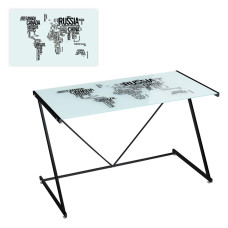 Mesa auxiliar COUNTRIES WORLD Blanco Negro mate 120 x 60 x 75 cm