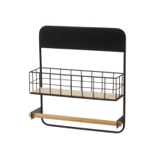Kitchen Paper Holder Black Natural Iron 34 x 11 x 39 cm