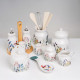 Oil and Vinegar Set BERRIES White Red Green Wood Stoneware 210 ml 21 x 8,5 x 18 cm 4 Pieces