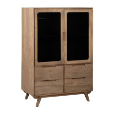 Armario BURNIE Negro Natural Cristal Madera de mango 107 x 40,5 x 142 cm