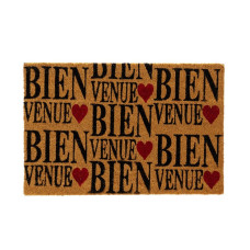 Felpudo COEURS Marrón Negro Rojo PVC Fibra de coco 60 x 40 x 1,5 cm