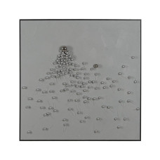 Cuadro Blanco Plateado Abstracto 100 x 100 cm