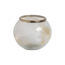 Jarrón Blanco Champán Aluminio Cristal 19 x 19 x 13 cm