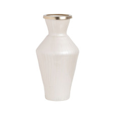 Jarrón Blanco Dorado Aluminio Cristal 25 x 25 x 48 cm