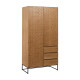 Aparador MARIGNI Negro Natural Hierro Madera MDF 98,5 x 55 x 199,5 cm