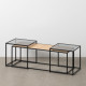 Centre Table Black Natural Crystal Iron Rattan 97,5 x 34 x 35 cm (3 Units)