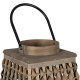Farol Gris Bambú Cristal 30 x 30 x 56 cm
