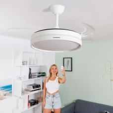 LED Ceiling Fan with 4 Retractable Blades Keteez InnovaGoods White 72 W Ø49-104 cm