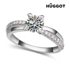 Anillo Bañado en Rodio con Zirconitas You & Me Hûggot