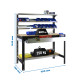 Banco de trabajo metalico SimonRack: 1445x1510x760 mm, 5 Baldas, 600 kg por balda, sin tornillos