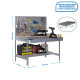 Banco de trabajo metalico SimonRack: 1445x1210x610 mm, 2 Baldas, 600 kg por balda, sin tornillos