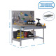 SimonRack metal workbench: 1445x910x610 mm, 2 shelves, 400 kg per shelf, without screws