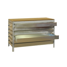 Banco de trabajo sin tornillos con bandeja de madera SimonRack: 842x910x610 mm, 1 Baldas, 600 kg por balda, sin tornillos