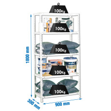 SimonRack Metal Shelving Unit: 1800x900x300 mm, 5 Metal Shelves, 100 kg per shelf, with screws
