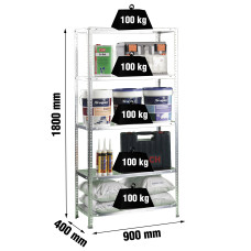 SimonRack Metal Shelving Unit: 1800x900x400 mm, 5 Metal Shelves, 100 kg per shelf, with screws