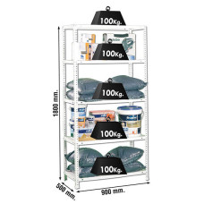 SimonRack Metal Shelving Unit: 1800x900x500 mm, 5 Metal Shelves, 100 kg per shelf, with screws