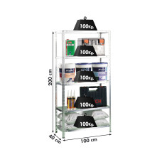 SimonRack Metal Shelving Unit: 2000x1000x400 mm, 5 Metal Shelves, 100 kg per shelf, with screws