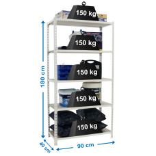 SimonRack Metal Shelving Unit: 1800x900x400 mm, 5 Wooden Shelves, 150 kg per shelf, without screws
