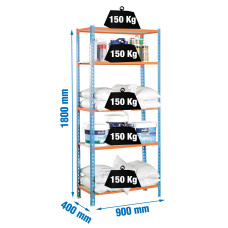 SimonRack Metal Shelving Unit: 1800x900x400 mm, 5 Wooden Shelves, 150 kg per shelf, without screws