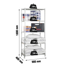 SimonRack Metal Shelving Unit: 1800x900x400 mm, 5 Wooden Shelves, 150 kg per shelf, without screws
