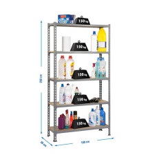 SimonRack Metal Shelving Unit: 2000x1000x300 mm, 5 Wooden Shelves, 150 kg per shelf, without screws