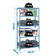 Estantería Metálica SimonRack: 1800x900x400 mm, 5 Baldas de metal, 180 kg por balda, sin tornillos